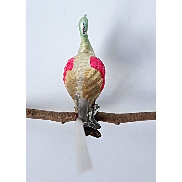 Antique Mercury Glass Bird Clip On Long Neck Bird Ornament Christmas Ornament - Picture 6 of 6